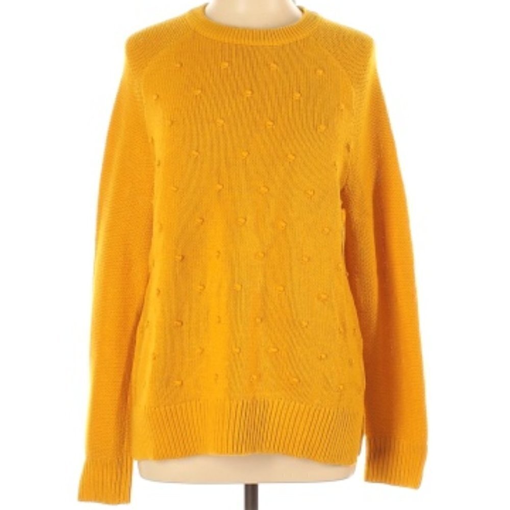 Old Navy Women's Size Large Hi Emotion‎ Pullover Sweater Mustard Yellow Crewneck